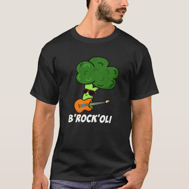 Camiseta B-Rock-Oli Funny Rocker Broccoli Pun Dark BG (Frente)