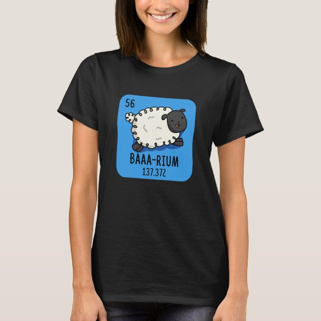 Camiseta Baa-rium Funny Sheep Chemistry Pun Dark BG (Frente)
