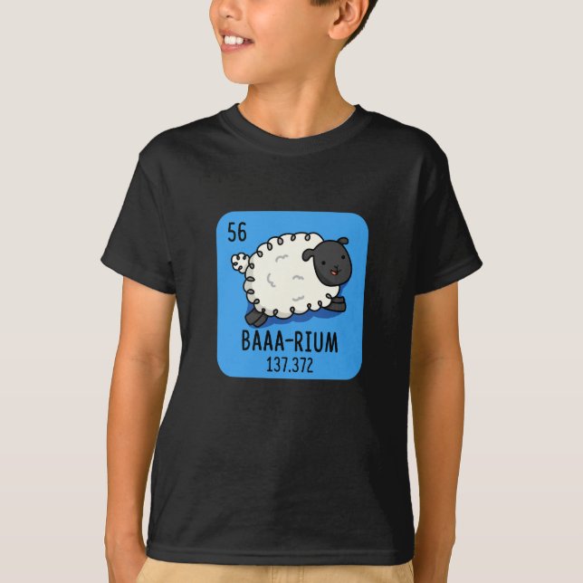 Camiseta Baa-rium Funny Sheep Chemistry Pun Dark BG (Frente)