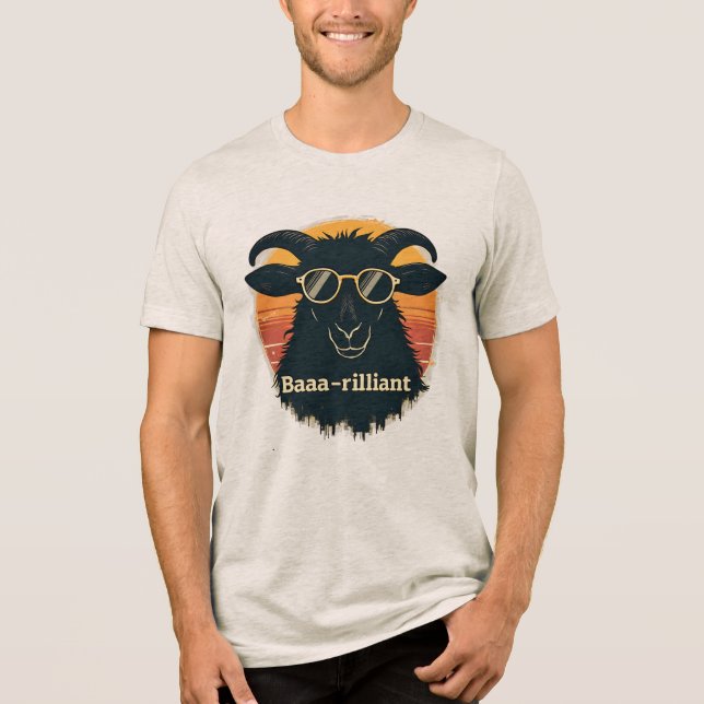 Camiseta Baaarilliant Funny Sheep Pun Retro Sunset Sunglass (Frente)