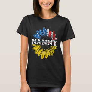 Camiseta Babá Americana de Girassol Bandeira Patriótica dos