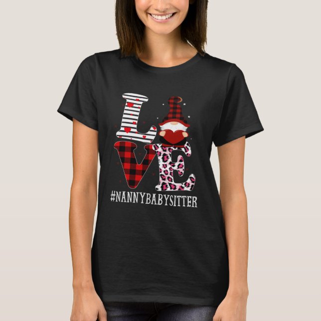 Camiseta Babá Babysitter Ama Mulheres Leopard Apreciação V (Frente)