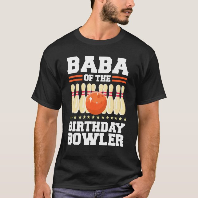 Camiseta Baba Da Festa De Boliche De Aniversário De Bowler (Frente)