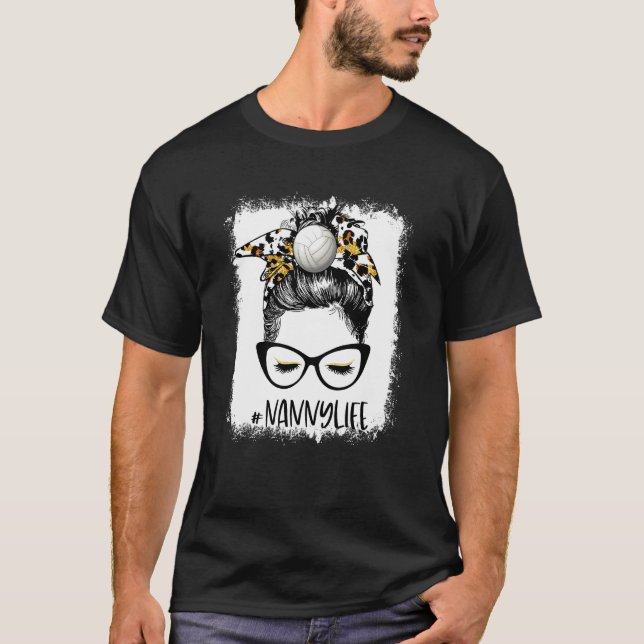 Camiseta Babá de Voleibol Branqueada Vida Leopardo Mensagem (Frente)