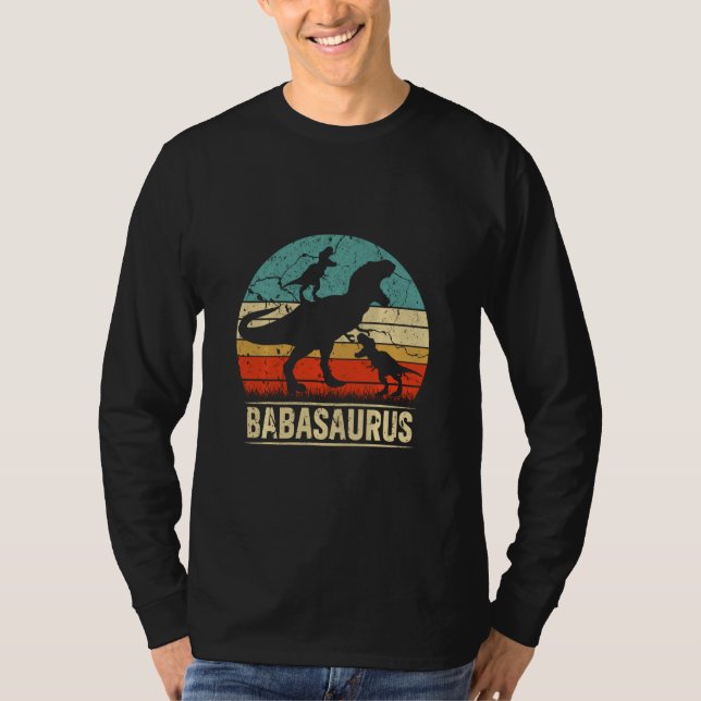 Camiseta Baba Dinosaur Rex Babasaurus 2 Crianças Matchin (Frente)
