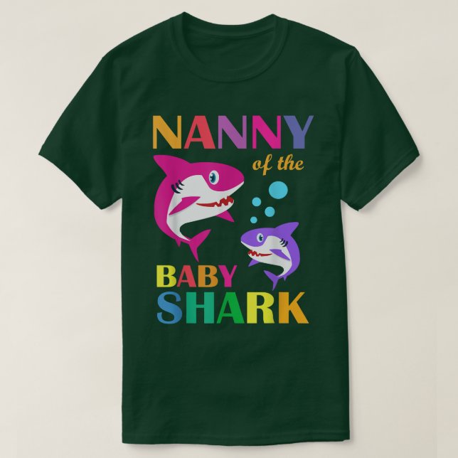 Camiseta Babá Do Bebê Aniversário Tubarão-Nanny-Tubarão-Mot (Frente do Design)