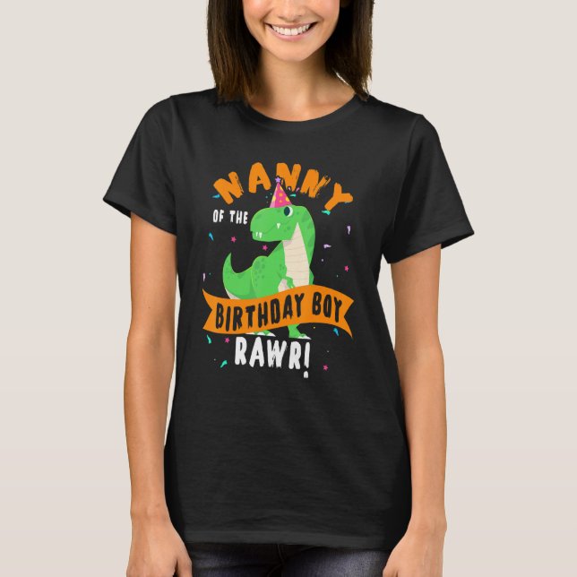 Camiseta Babá Do Garoto De Aniversário Dinossauro Engraçado (Frente)