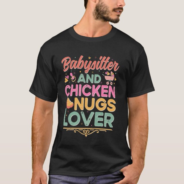 Camiseta Babá e Amante de Nuggets de Frango Divertida Babá (Frente)