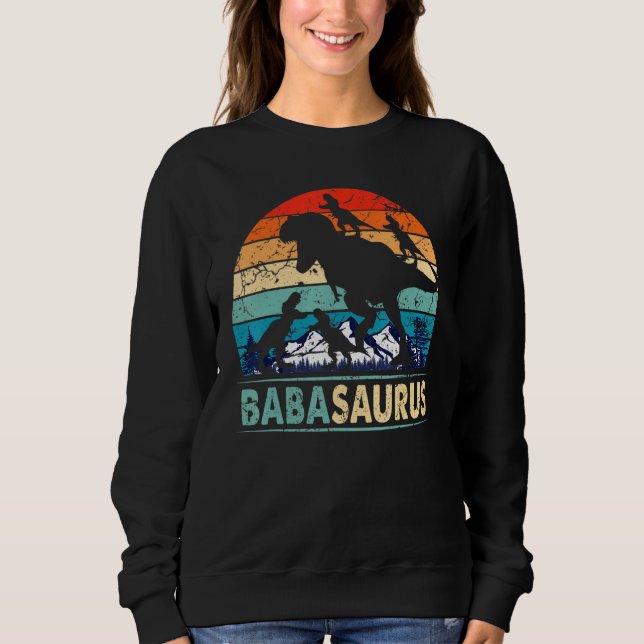 Camiseta Babasaurus T Rex Baba Dinossauro 4 Crianças Da Pai (Frente)