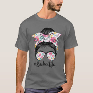 Camiseta Babci Life Messy Hair Bun Floral Women's Da