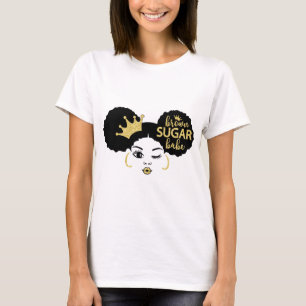 Camiseta Babe de Açúcar Mascavo em Preto e Dourado