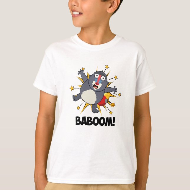 Camiseta Baboom Funny Explosão Baboon Pun (Frente)