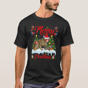 Camiseta Baboon Lover Xmas Lighting Santa Hat Baboon Cristo