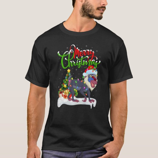 Camiseta Baboon  Xmas Decorations Santa Baboon Christmas (Frente)