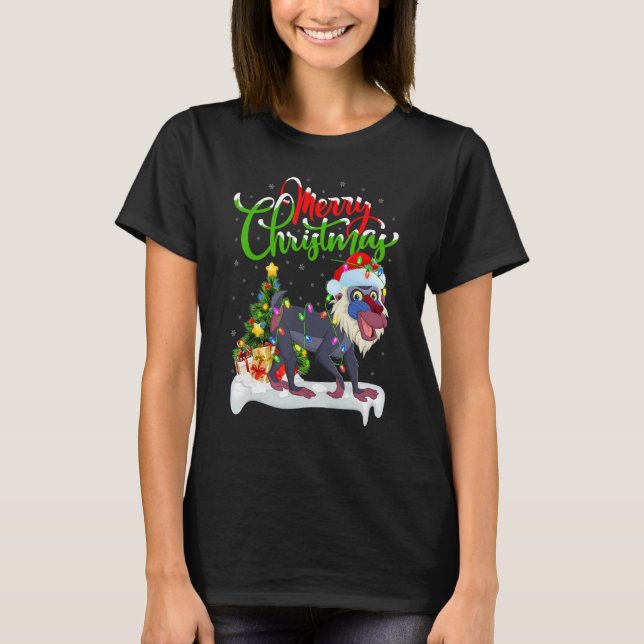 Camiseta Baboon   Xmas Decorations Santa Baboon Christmas (Frente)