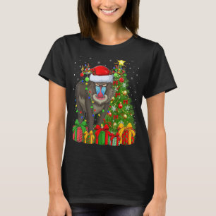 Camiseta Baboon Xmas Holiday Papais noeis Baboon Árvore de