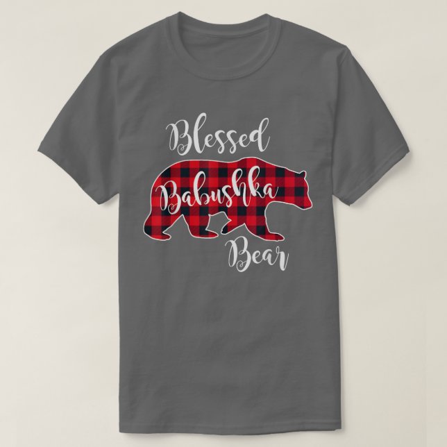 Camiseta Babushka Bear Red Buffalo Xadrez Gran (Frente do Design)