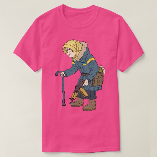 Camiseta babushka tática avó ucraniana (Frente do Design)