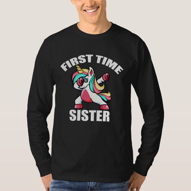 Camiseta Baby Announcemen  Dabbing Unicorn 1st Time Sister (Frente)