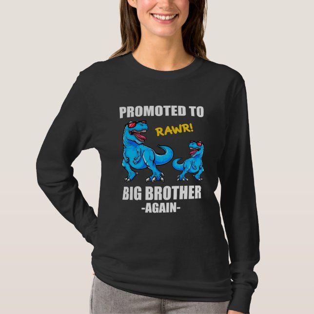 Camiseta Baby Announcement Dinosaur  Promoted To Big Brothe (Frente)