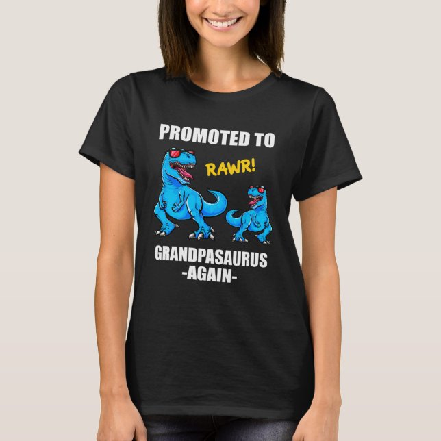 Camiseta Baby Announcement Dinosaur  Promoted To Grandpasau (Frente)