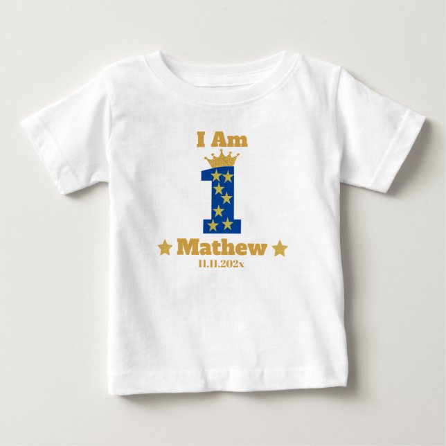 Camiseta Baby Boy Elegant primeiro aniversario Personalizad (Frente)