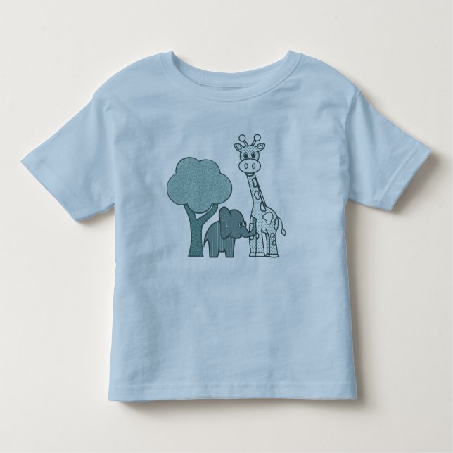 Camiseta Baby Boy Elephant e Giraffe (Frente)