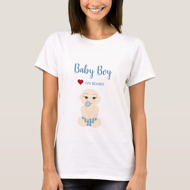 Camiseta Baby Boy On Board Illustration in Blue Design (Frente)