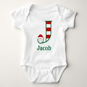 Camiseta Baby Boy Strike Papais noeis de Natal Letra J