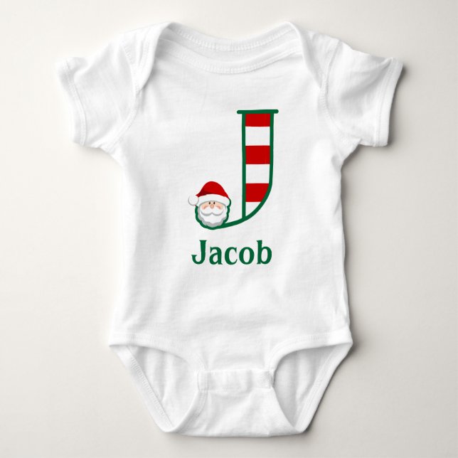 Camiseta Baby Boy Strike Papais noeis de Natal Letra J (Frente)