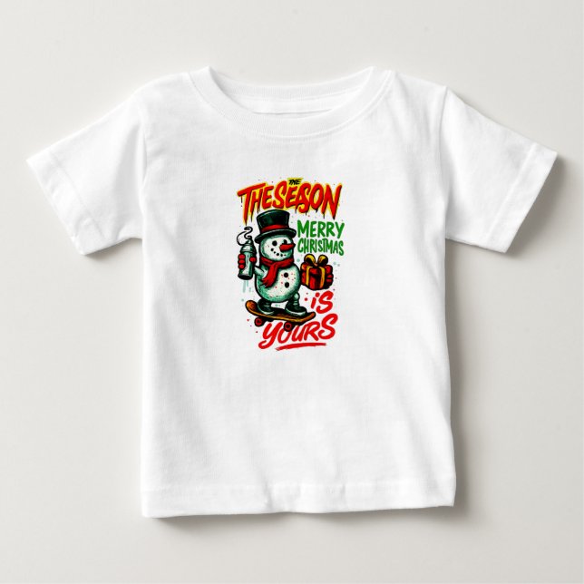 Camiseta  Baby Christmas Snowman Ultra-Soft Festive (Frente)