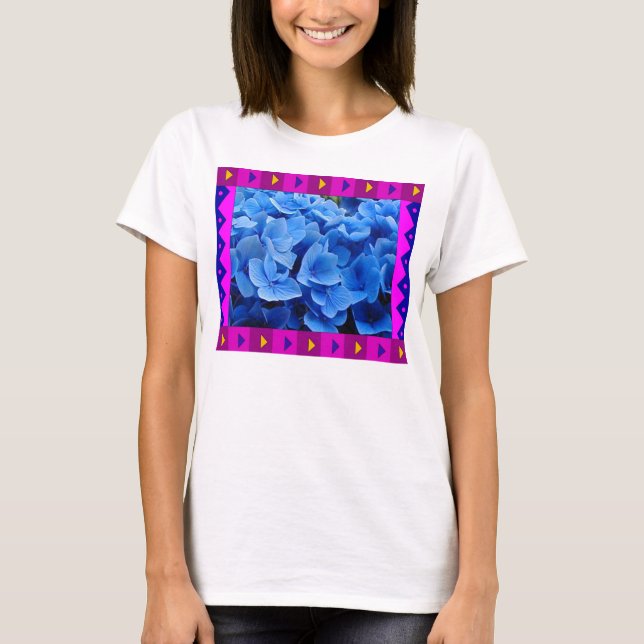 Camiseta Baby Doll Tee :: Hydrageneas com borda artística (Frente)