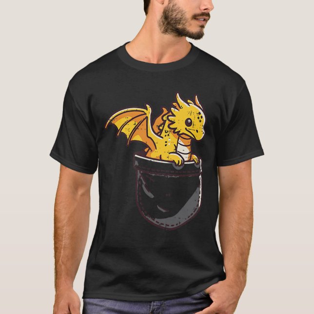 Camiseta Baby Dragon Pocket Cute Fantasy Mythical Men Women (Frente)
