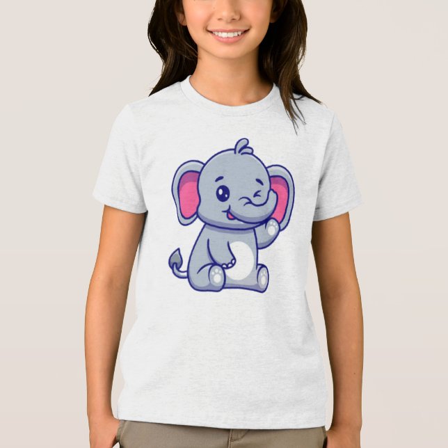 Camiseta Baby Elephant Sitting Waving Hand-23800 (Frente)