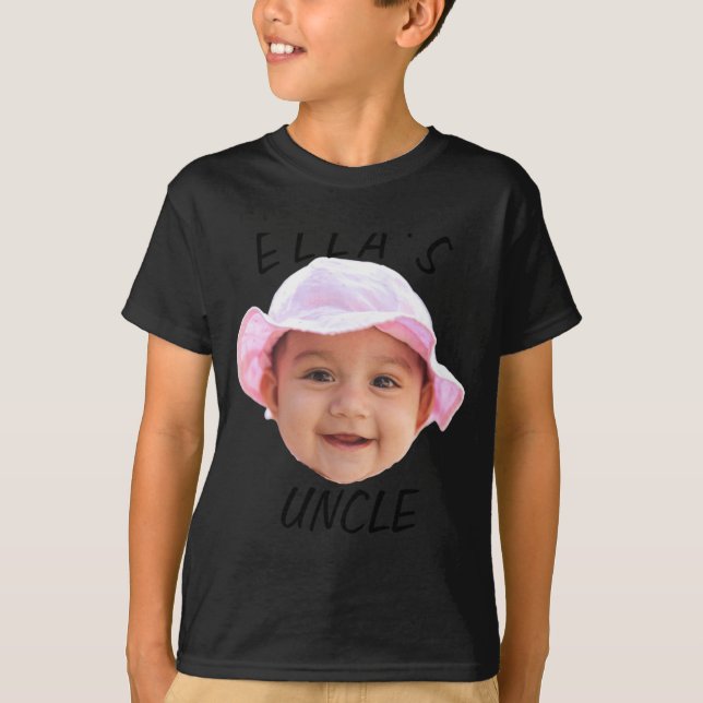 Camiseta Baby Face Photo Text New Uncle  (Frente)
