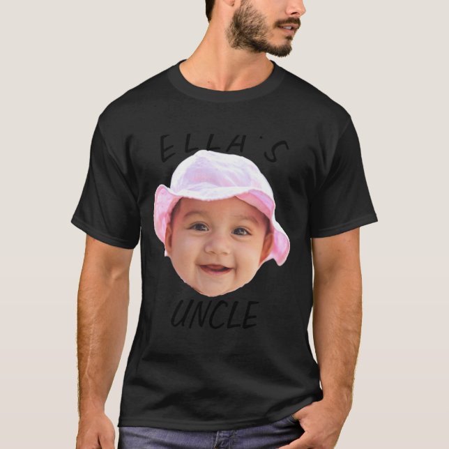Camiseta Baby Face Photo Text New Uncle  (Frente)