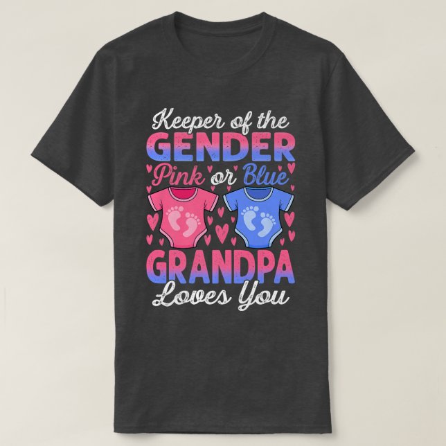 Camiseta Baby Gender Reveal Shower Pink Or Blue Grandpa Lov (Frente do Design)