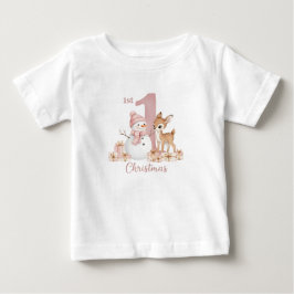 Camiseta Baby Girl First Christmas Snowman Deer