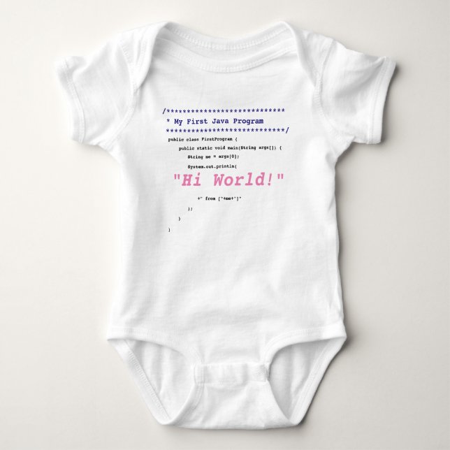 Camiseta Baby Girl First Java Program (Frente)