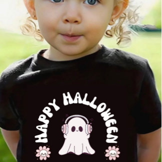 Camiseta Baby Girl Ghost Happy Halloween Todler Skate