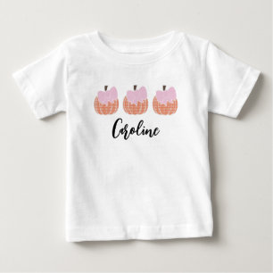 Camiseta Baby Girls Gingham Pumpkin Trio Com Arcos Rosa