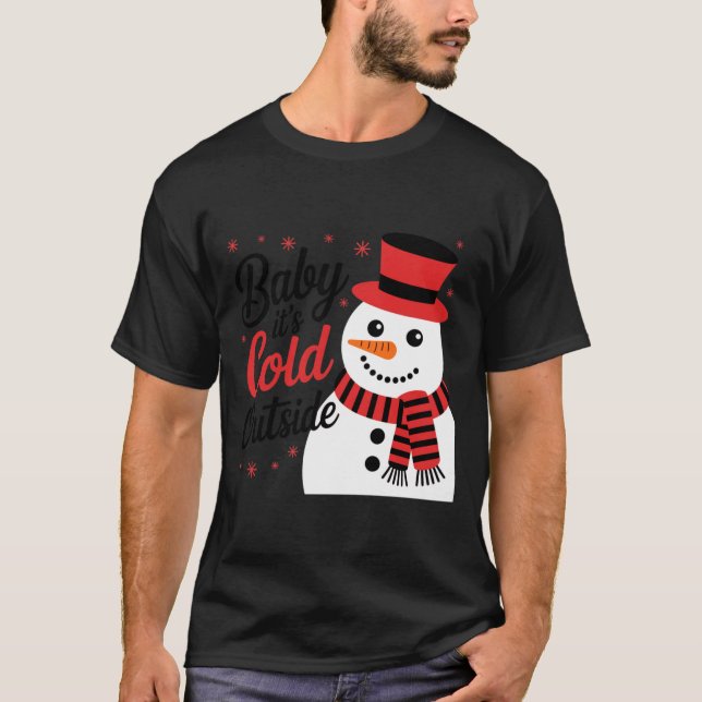 Camiseta Baby It's Cold Outside Retro Christmas Long Sleeve (Frente)
