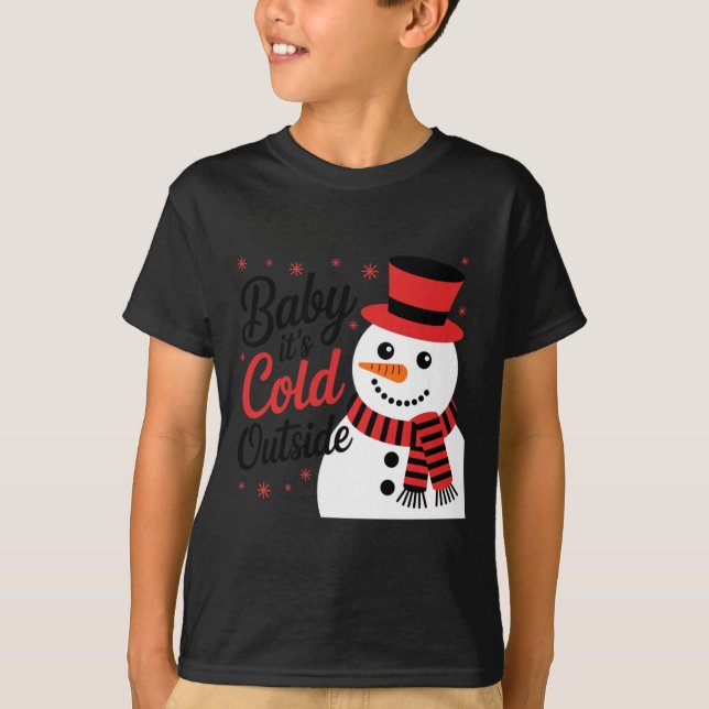 Camiseta Baby It's Cold Outside Retro Christmas Long Sleeve (Frente)