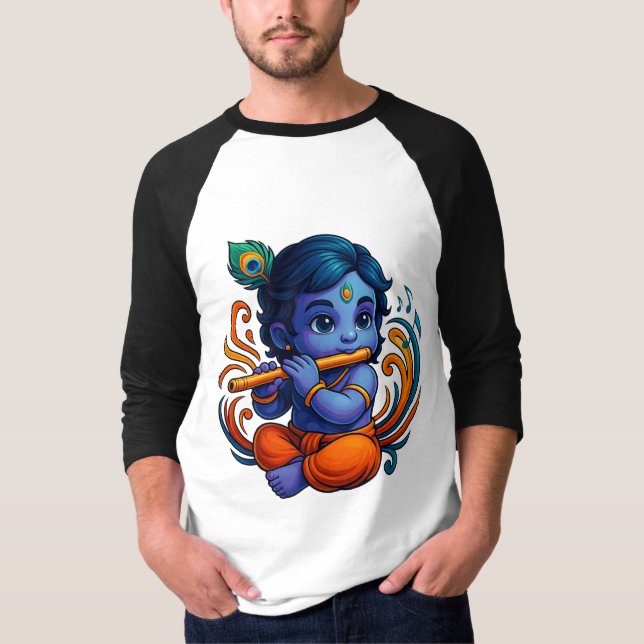 Camiseta Baby Krishna com Flauta - Víbias da Paz | 3D vibra (Frente)