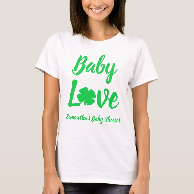 Camiseta Baby Love Shamrock Chá de fraldas (Frente)