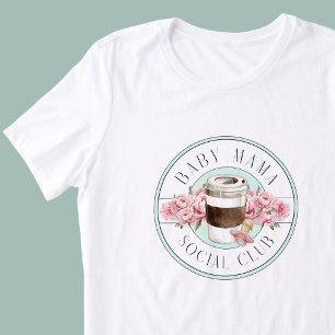 Camiseta Baby Mama Social Club Aqua e Pink