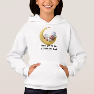 Camiseta Baby Moon Girls Hoodie – Lua e Bebê Roupa de Crian
