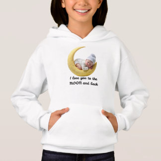 Camiseta Baby Moon Girls Hoodie – Lua e Bebê Roupa de Crian