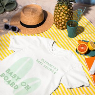 Camiseta Baby On Conselho Surfing Beach Watercolor Chá de f