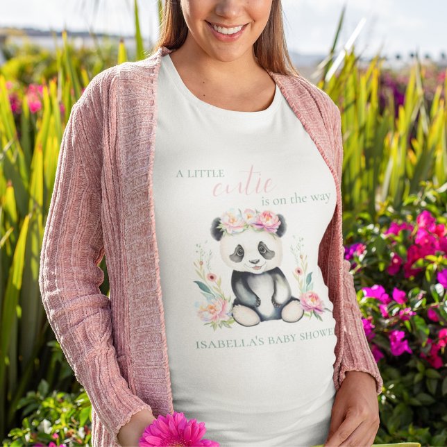 Camiseta Baby Panda Peonies Jungle Chá de fraldas (Criador carregado)
